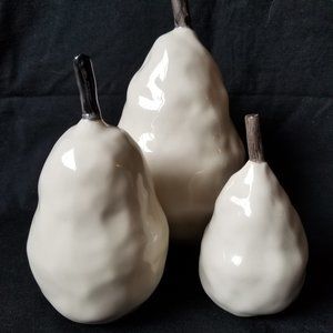 Rae Dunn Boutique Ivory White Ceramic Pears Figurines Set Of 3 Original Rare